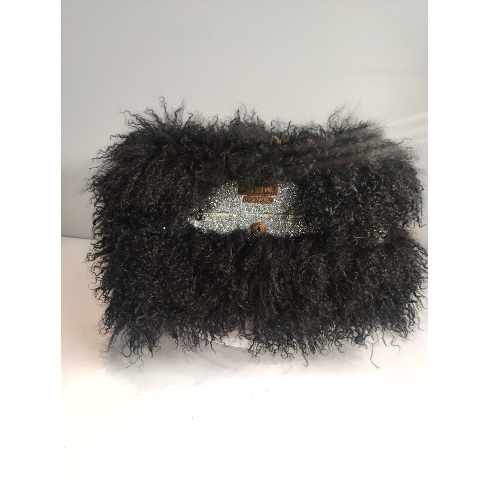 Upcycled Vintage Samsonite Mongolian Fur Makeup Case w Metal Elephant Handle